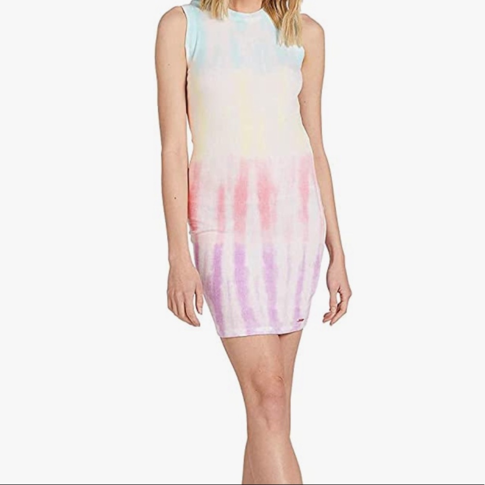 NWT! Volcom Sure Burt Dress Tie Dye Multi Sleeveless Tank Mini Bodycon Dress